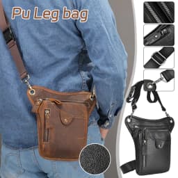 Vintage PU Leather Waist Pack Drop Leg Bag Men Women Belt Hip Bag Multifunction Motorcycle Bicycle Outdoor Hiking Camping Bag