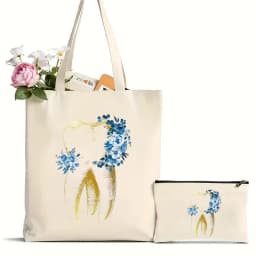 2Pcs Tooth and Dentist Graphic Aesthetic Funny Fashion Handbags Shoulder Bags Casual Shopping Girls Handbag Women Elegant Canvas
