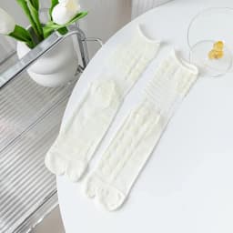 Summer Ultra-Thin Crystal Silk Sheer Frilly Tabi Socks Japanese Women Toe Socks Literary Personality Female Toe Socks