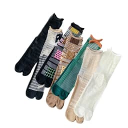 Summer Ultra-Thin Crystal Silk Sheer Frilly Tabi Socks Japanese Women Toe Socks Literary Personality Female Toe Socks