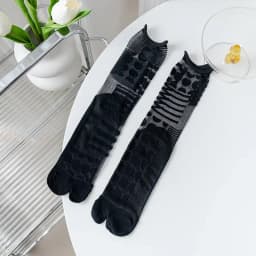 Summer Ultra-Thin Crystal Silk Sheer Frilly Tabi Socks Japanese Women Toe Socks Literary Personality Female Toe Socks