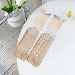 Summer Ultra-Thin Crystal Silk Sheer Frilly Tabi Socks Japanese Women Toe Socks Literary Personality Female Toe Socks