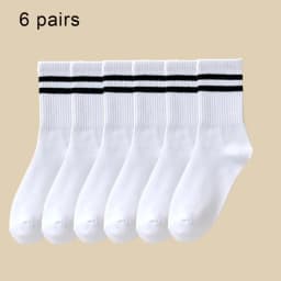 6 Pairs Women Socks Simplicity Parallel Bars Versatile Sport Socks Socks Solid Breathable Mid-Tube Socks Woman Absorbent Socks
