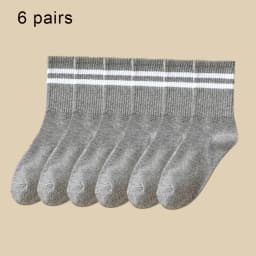 6 Pairs Women Socks Simplicity Parallel Bars Versatile Sport Socks Socks Solid Breathable Mid-Tube Socks Woman Absorbent Socks