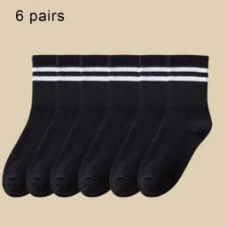 6 Pairs Women Socks Simplicity Parallel Bars Versatile Sport Socks Socks Solid Breathable Mid-Tube Socks Woman Absorbent Socks