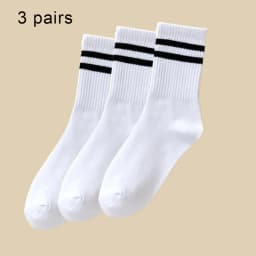 6 Pairs Women Socks Simplicity Parallel Bars Versatile Sport Socks Socks Solid Breathable Mid-Tube Socks Woman Absorbent Socks