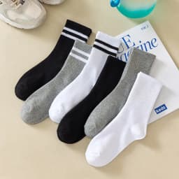 6 Pairs Women Socks Simplicity Parallel Bars Versatile Sport Socks Socks Solid Breathable Mid-Tube Socks Woman Absorbent Socks