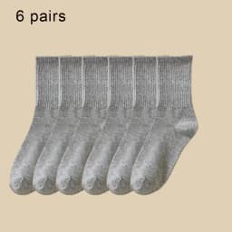6 Pairs Women Socks Simplicity Parallel Bars Versatile Sport Socks Socks Solid Breathable Mid-Tube Socks Woman Absorbent Socks