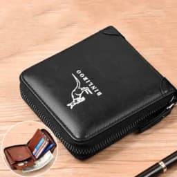 Men's Coin Purse Wallet Fashion RFID Blocking Man Leather Wallet Zipper Business Card Holder ID Money Bag Wallet Male