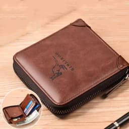 Men's Coin Purse Wallet Fashion RFID Blocking Man Leather Wallet Zipper Business Card Holder ID Money Bag Wallet Male