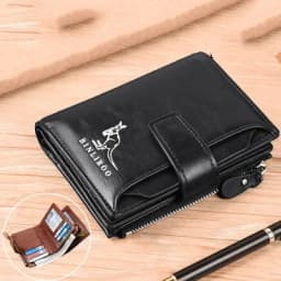 Men's Coin Purse Wallet Fashion RFID Blocking Man Leather Wallet Zipper Business Card Holder ID Money Bag Wallet Male