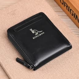 Men's Coin Purse Wallet Fashion RFID Blocking Man Leather Wallet Zipper Business Card Holder ID Money Bag Wallet Male