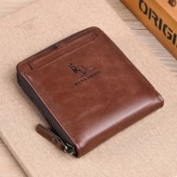Men's Coin Purse Wallet Fashion RFID Blocking Man Leather Wallet Zipper Business Card Holder ID Money Bag Wallet Male