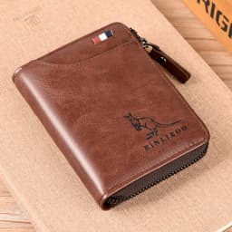 Men's Coin Purse Wallet Fashion RFID Blocking Man Leather Wallet Zipper Business Card Holder ID Money Bag Wallet Male