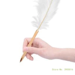 Stylish White Feather Ballpoint Pen Wedding Writing Pen Business Signature Pen School Supplies