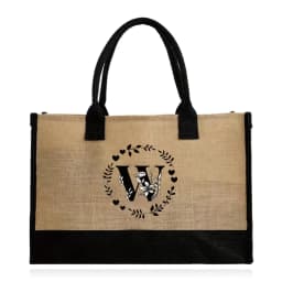 Shopping Bag Burlap Tote Bag Jute Bags Lightweight Handbag Portable LargeCapacity Women Grocery Organizer Garland Letter Pattern