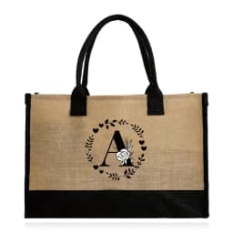 Shopping Bag Burlap Tote Bag Jute Bags Lightweight Handbag Portable LargeCapacity Women Grocery Organizer Garland Letter Pattern