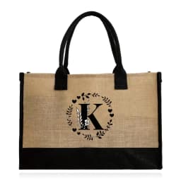Shopping Bag Burlap Tote Bag Jute Bags Lightweight Handbag Portable LargeCapacity Women Grocery Organizer Garland Letter Pattern