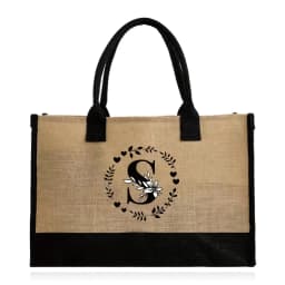 Shopping Bag Burlap Tote Bag Jute Bags Lightweight Handbag Portable LargeCapacity Women Grocery Organizer Garland Letter Pattern