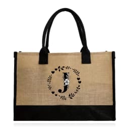 Shopping Bag Burlap Tote Bag Jute Bags Lightweight Handbag Portable LargeCapacity Women Grocery Organizer Garland Letter Pattern