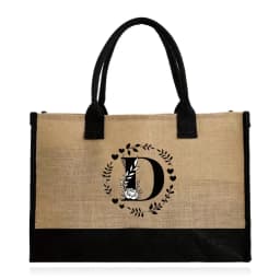 Shopping Bag Burlap Tote Bag Jute Bags Lightweight Handbag Portable LargeCapacity Women Grocery Organizer Garland Letter Pattern