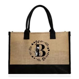 Shopping Bag Burlap Tote Bag Jute Bags Lightweight Handbag Portable LargeCapacity Women Grocery Organizer Garland Letter Pattern
