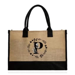 Shopping Bag Burlap Tote Bag Jute Bags Lightweight Handbag Portable LargeCapacity Women Grocery Organizer Garland Letter Pattern