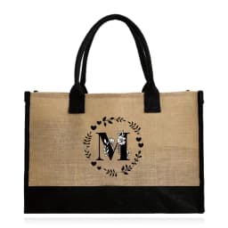 Shopping Bag Burlap Tote Bag Jute Bags Lightweight Handbag Portable LargeCapacity Women Grocery Organizer Garland Letter Pattern