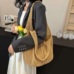 Women's Shoulder Bags Casual Straw Wicker Woven Ladies Handmade Totes Large Capacity Summer Beach Female's Messenger Bag