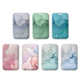 Marble Color Card Holder Case Creative Student ID Bus Card Holder with Keychain Lanyard Office Worker Card Protector