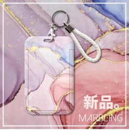 Marble Color Card Holder Case Creative Student ID Bus Card Holder with Keychain Lanyard Office Worker Card Protector
