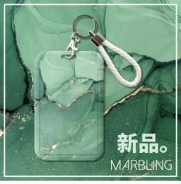 Marble Color Card Holder Case Creative Student ID Bus Card Holder with Keychain Lanyard Office Worker Card Protector