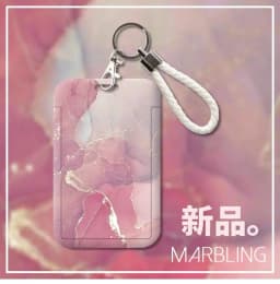 Marble Color Card Holder Case Creative Student ID Bus Card Holder with Keychain Lanyard Office Worker Card Protector
