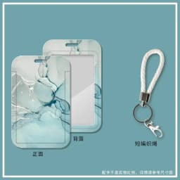 Marble Color Card Holder Case Creative Student ID Bus Card Holder with Keychain Lanyard Office Worker Card Protector