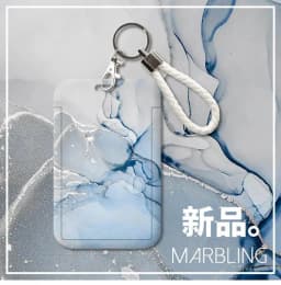 Marble Color Card Holder Case Creative Student ID Bus Card Holder with Keychain Lanyard Office Worker Card Protector