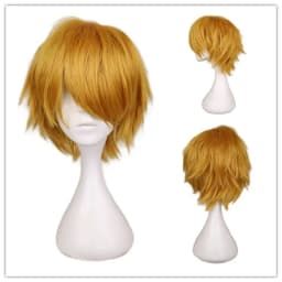 Anime 30cm Short Straight Cosplay Wig Black White Green Brown Purple Blue Gray Red Gold Man Women Heat Resistant Synthetic Hair