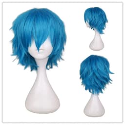 Anime 30cm Short Straight Cosplay Wig Black White Green Brown Purple Blue Gray Red Gold Man Women Heat Resistant Synthetic Hair