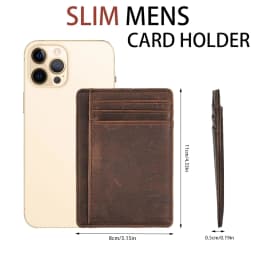 SCHLATUM Vintage Genuine Leather Crazy Horse RFID Slim Minimalist Card Holder Wallet Front Pocket Minimalist Leather Slim Wallet