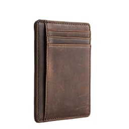 SCHLATUM Vintage Genuine Leather Crazy Horse RFID Slim Minimalist Card Holder Wallet Front Pocket Minimalist Leather Slim Wallet