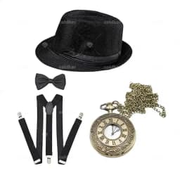 Funny Party Hats Gangster Costume 3 Pc Set 1920's Halloween Costume for Men Women Magic Performance Cosplay Dance