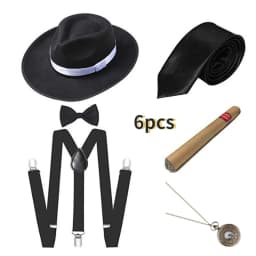 Funny Party Hats Gangster Costume 3 Pc Set 1920's Halloween Costume for Men Women Magic Performance Cosplay Dance