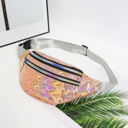 Holographic Waist Bags Women Silver Fanny Pack Female Belt Bag Black Geometric Waist Packs Laser Chest Phone Pouch Bum Bag