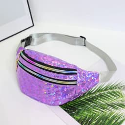 Holographic Waist Bags Women Silver Fanny Pack Female Belt Bag Black Geometric Waist Packs Laser Chest Phone Pouch Bum Bag