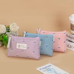 Canvas Printed Makeup Bag For Women Waterproof Portable Instagram Style Student Pencil Case Travel Storage Toiletries Bag