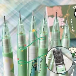 5pcs Automatic Pencil Cute Mechanical 0.5mm Pencil Set With Refills Retractable Pencil School Kids Stationery Office Supplies