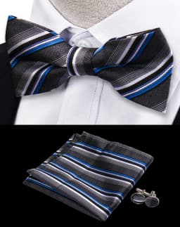 3pcs Bow Tie For Men Bowtie Handkerchief Cufflink Set For Shirts Fit Business Wedding Butterfly Paisley Pocket Square Bowtie Man