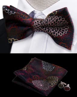 3pcs Bow Tie For Men Bowtie Handkerchief Cufflink Set For Shirts Fit Business Wedding Butterfly Paisley Pocket Square Bowtie Man