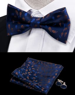 3pcs Bow Tie For Men Bowtie Handkerchief Cufflink Set For Shirts Fit Business Wedding Butterfly Paisley Pocket Square Bowtie Man
