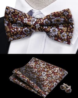 3pcs Bow Tie For Men Bowtie Handkerchief Cufflink Set For Shirts Fit Business Wedding Butterfly Paisley Pocket Square Bowtie Man