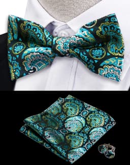 3pcs Bow Tie For Men Bowtie Handkerchief Cufflink Set For Shirts Fit Business Wedding Butterfly Paisley Pocket Square Bowtie Man
